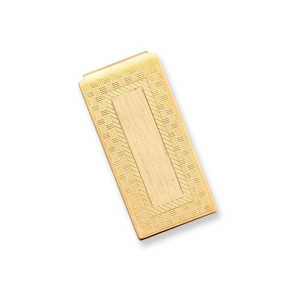 Jere Collection Money Clip No Engraving Gold Plated Checkerboard Hinged Money Clip