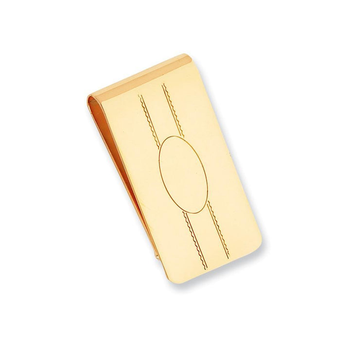 Jere Collection Money Clip No Engraving Gold Plated Engravable Oval Center Money Clip