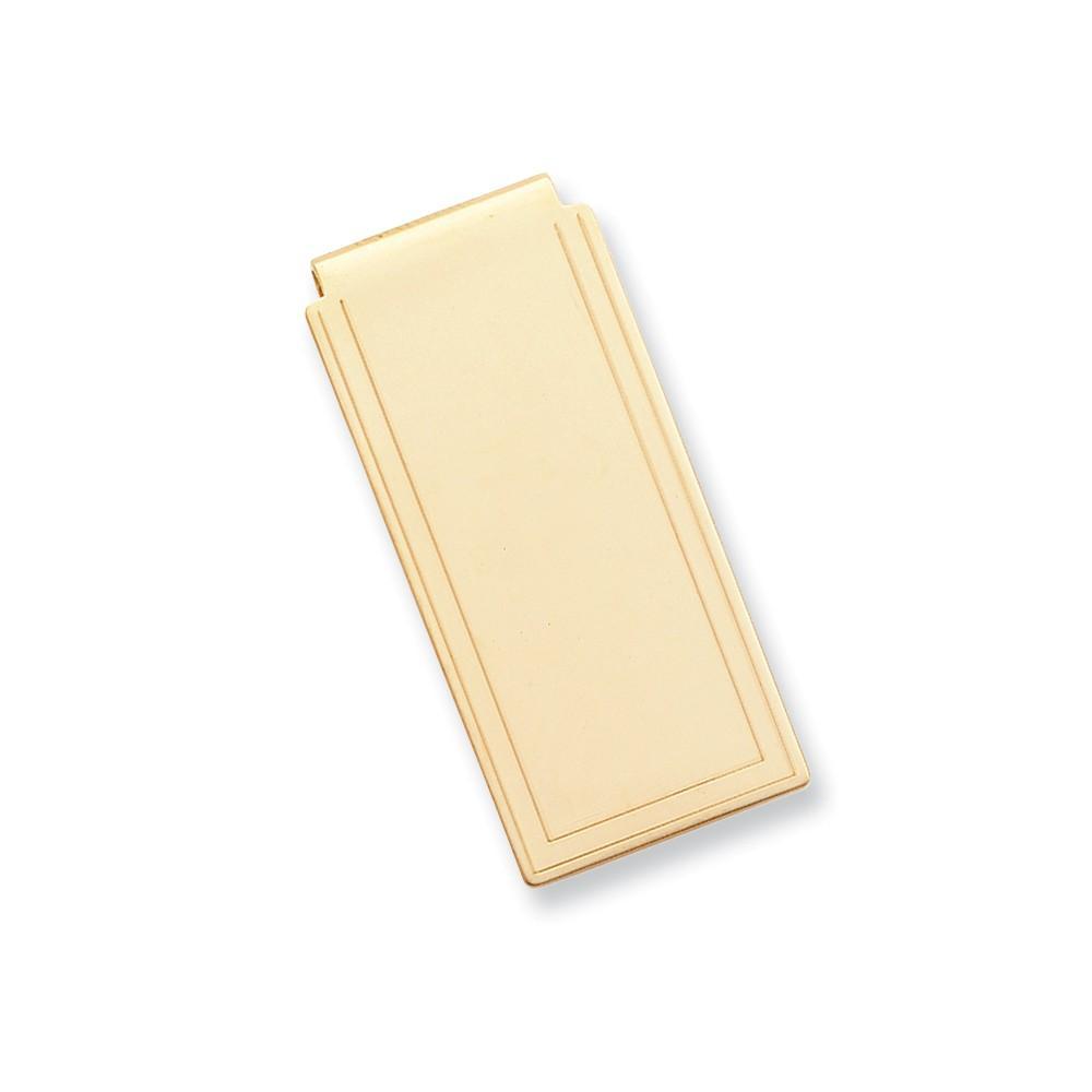 Jere Collection Money Clip No Engraving Gold Plated Engraved Edge Plain Hinged Money Clip
