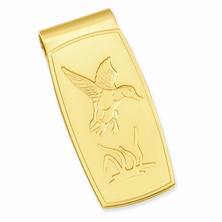 Jere Collection Money Clip No Engraving Gold Plated Flying Duck Hinged Money Clip