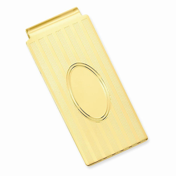 Jere Collection Money Clip No Engraving Gold Plated Horizontal Lines Hinged Money Clip