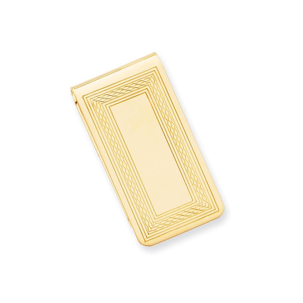 Jere Collection Money Clip No Engraving Gold Plated Patterned Border Money Clip