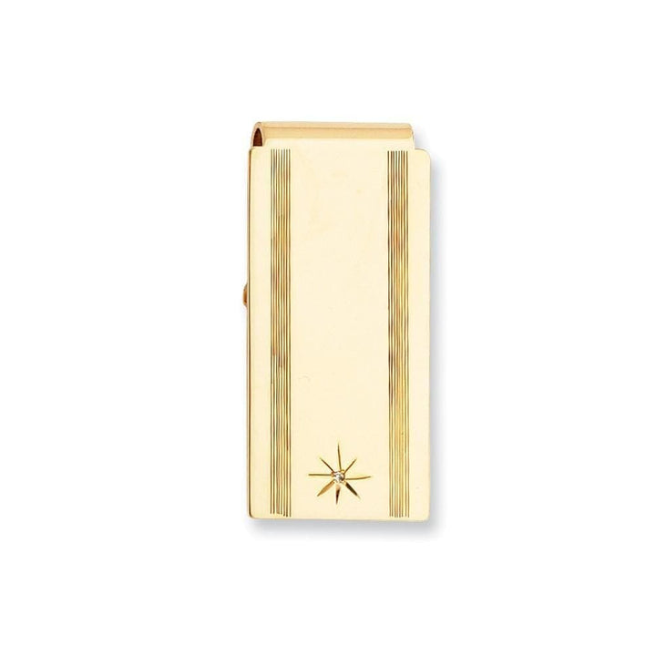 Jere Collection Money Clip No Engraving Gold Plated Star Cut Diamond Hinged Money Clip