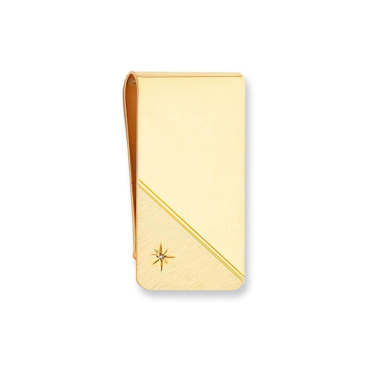 Jere Collection Money Clip No Engraving Gold Plated Star Cut Diamond Money Clip