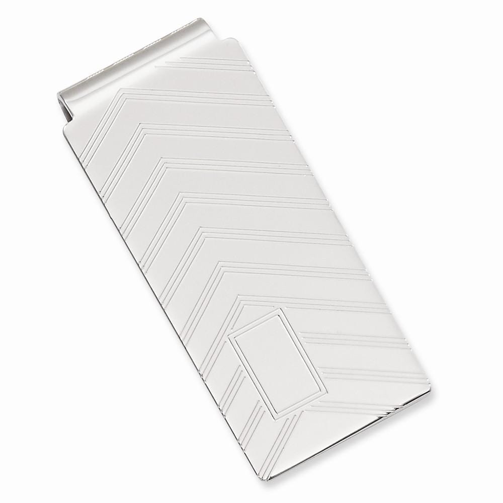 Kelly Waters Money Clip No Engraving Rhodium Plated Angles Engravable Hinged Money Clip
