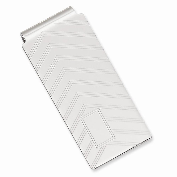Kelly Waters Money Clip No Engraving Rhodium Plated Angles Engravable Hinged Money Clip