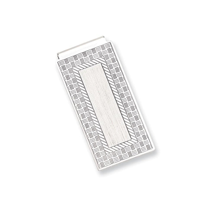 Jere Collection Money Clip No Engraving Rhodium Plated Checkerboard Hinged Money Clip