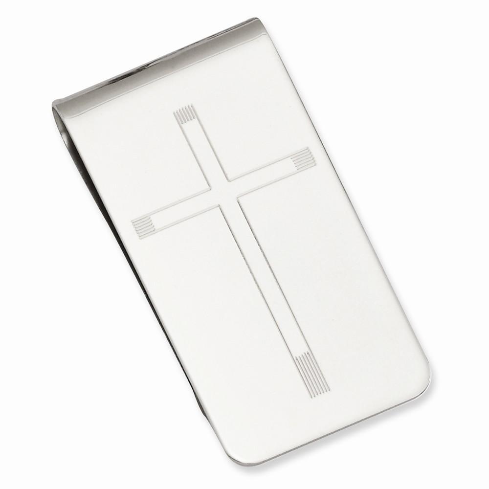 Kelly Waters Money Clip No Engraving Rhodium Plated Cross Engravable Money Clip