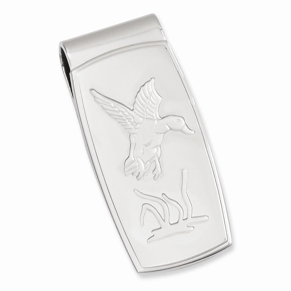 Jere Collection Money Clip No Engraving Rhodium Plated Flying Duck Hinged Money Clip