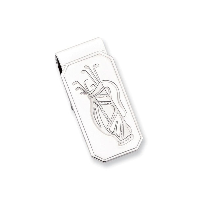 Jere Collection Money Clip No Engraving Rhodium Plated Golf Bag Hinged Money Clip
