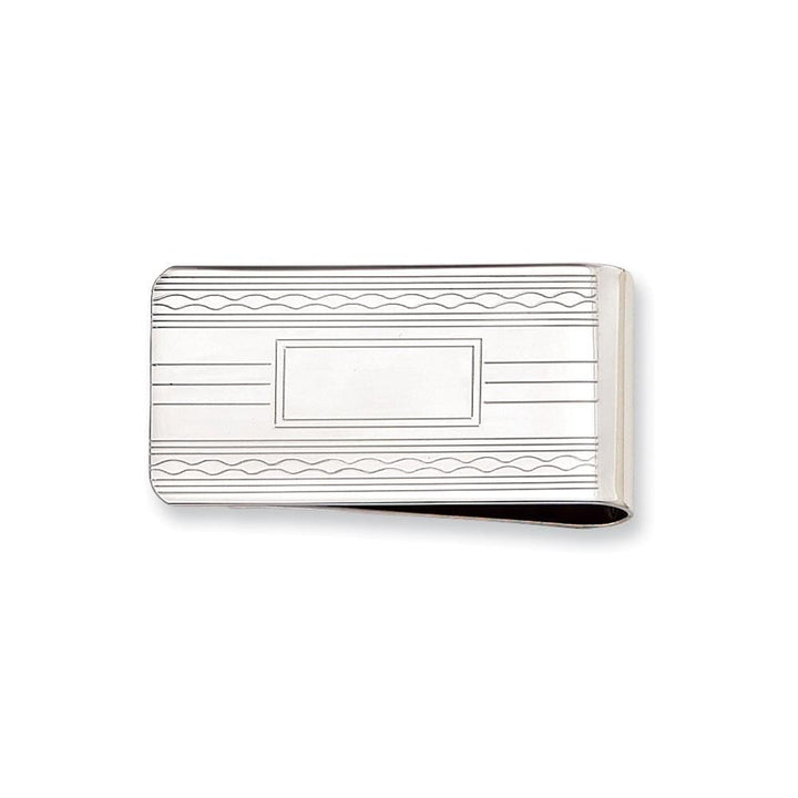 Jere Collection Money Clip No Engraving Rhodium Plated Patterned Edge Money Clip