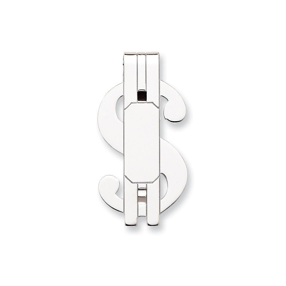 Jere Collection Money Clip No Engraving Rhodium Plated Polished Dollar Sign Money Clip