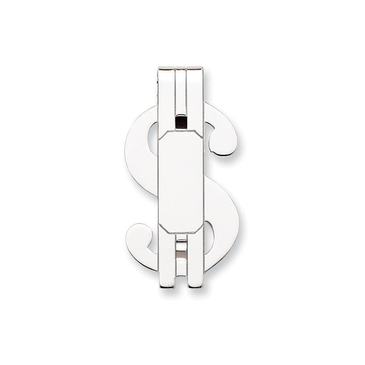 Jere Collection Money Clip No Engraving Rhodium Plated Polished Dollar Sign Money Clip