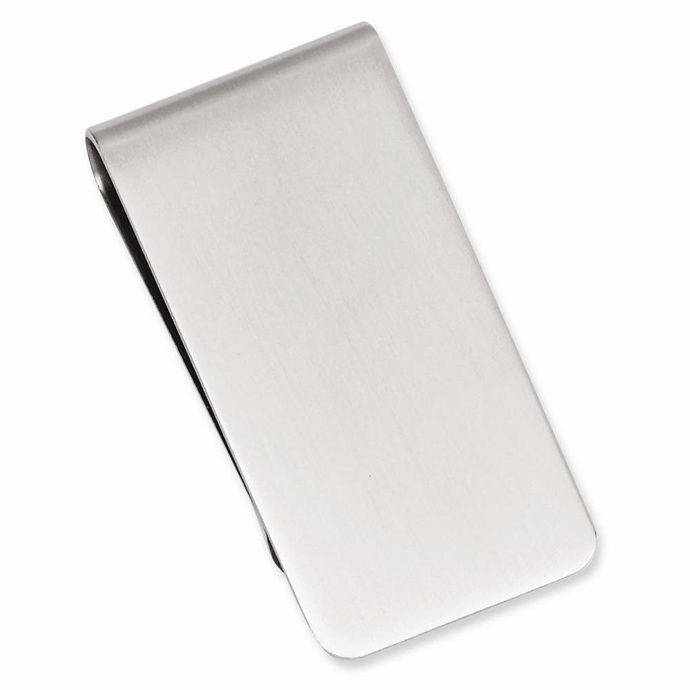 Jere Collection Money Clip No Engraving Rhodium Plated Satin Rectangle Money Clip