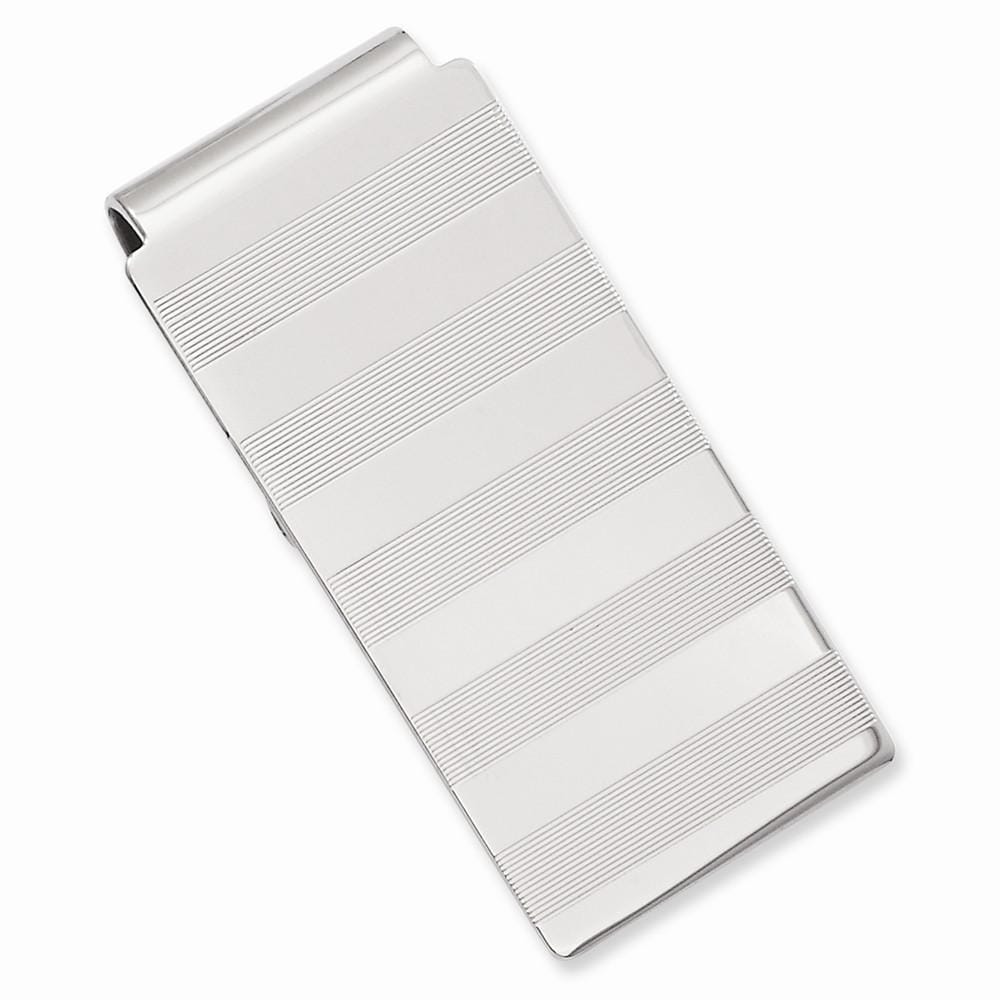Kelly Waters Money Clip No Engraving Rhodium Plated Stripes Engravable Money Clip
