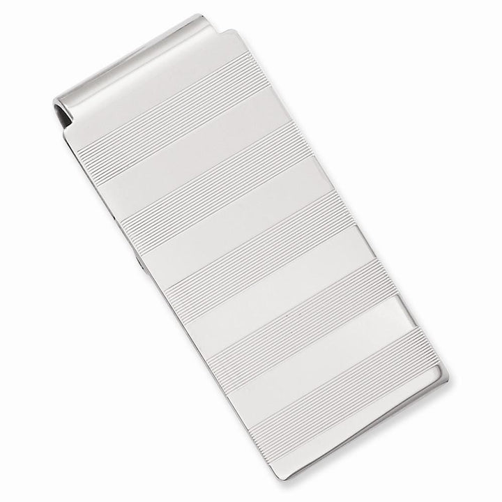 Kelly Waters Money Clip No Engraving Rhodium Plated Stripes Engravable Money Clip