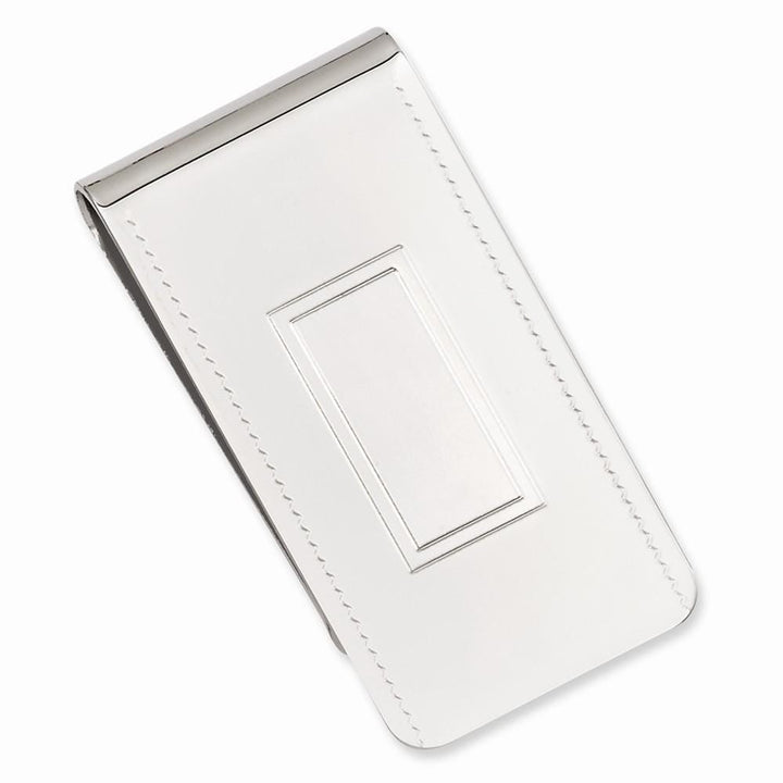 Jere Collection Money Clip No Engraving Rhodium Plated with Engravable Area Money Clip