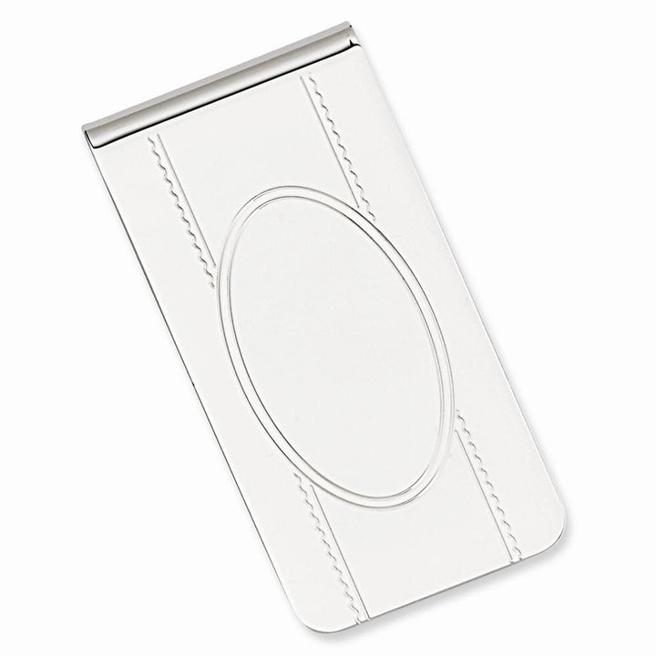 Jere Collection Money Clip No Engraving Rhodium Plated with Engravable Area Money Clip