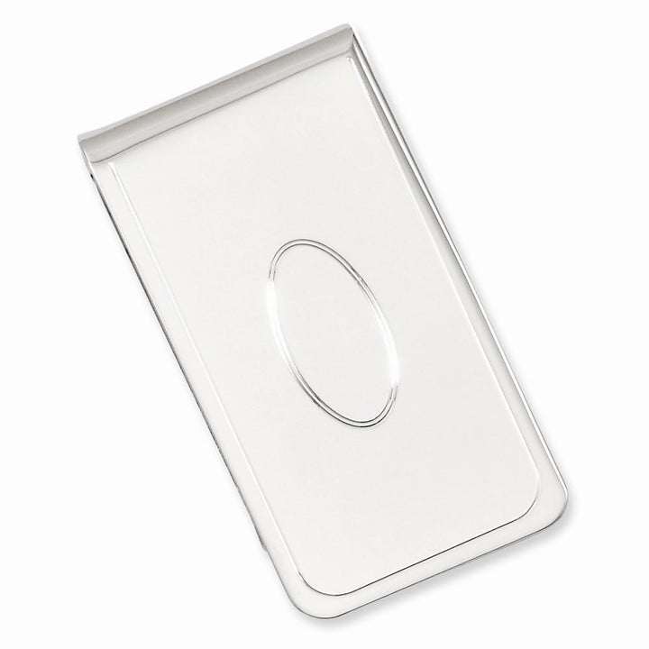 Jere Collection Money Clip No Engraving Rhodium Plated with Engravable Area Money Clip