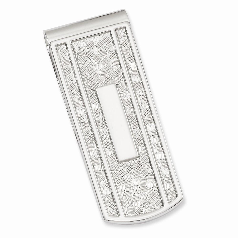 Jere Collection Money Clip No Engraving Rhodium Plated with Engravable Area Money Clip