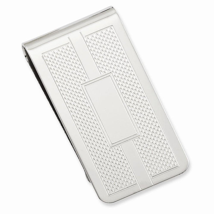 Kelly Waters Money Clip No Engraving White Rhodium Plated Honey Comb Square Money Clip