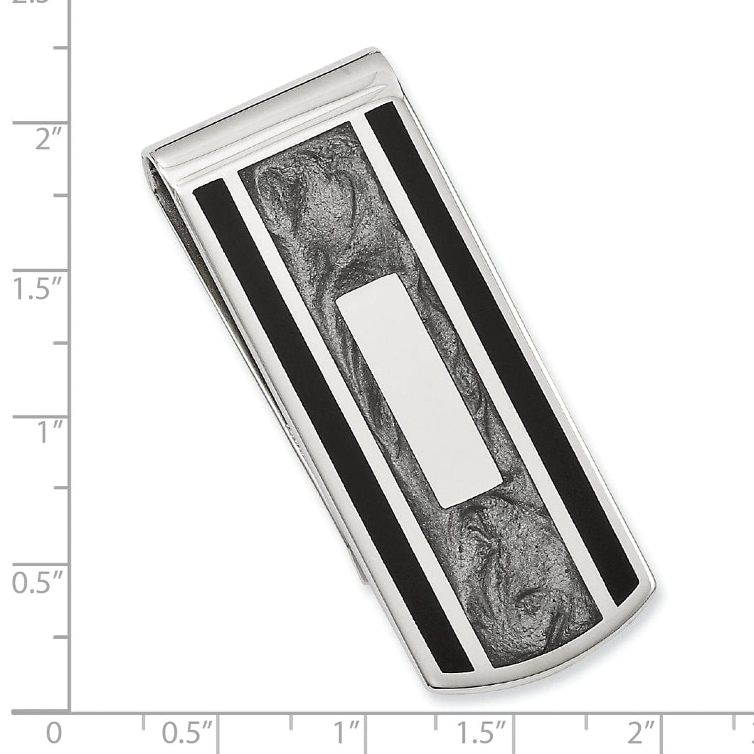 Jere Collection Money Clip Rhodium Plated Black Grey Colored Money Clip