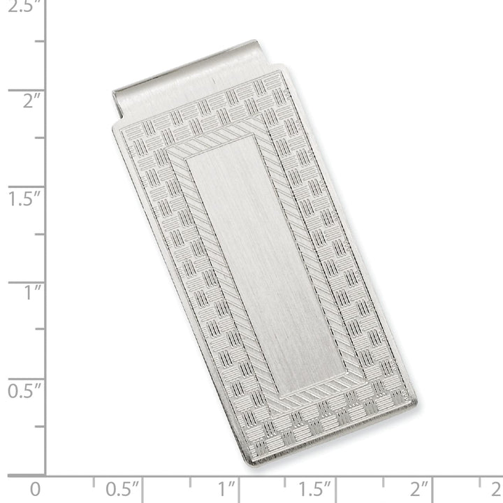Jere Collection Money Clip Rhodium Plated Checkerboard Hinged Money Clip