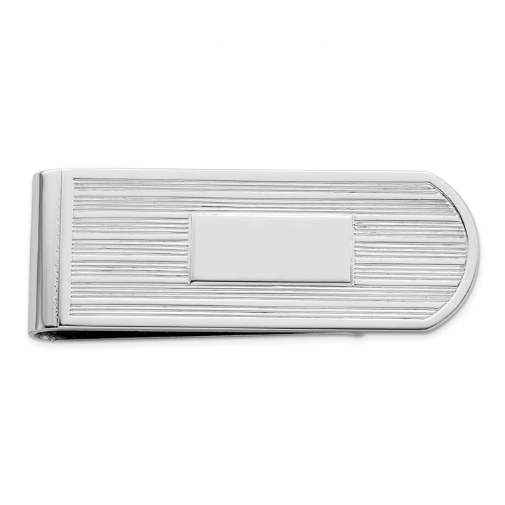Jere Collection Money Clip Rhodium Plated Etched Lines Money Clip