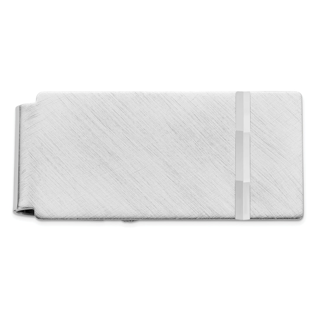 Jere Collection Money Clip Rhodium Plated Florentined Satin Hinged Money Clip