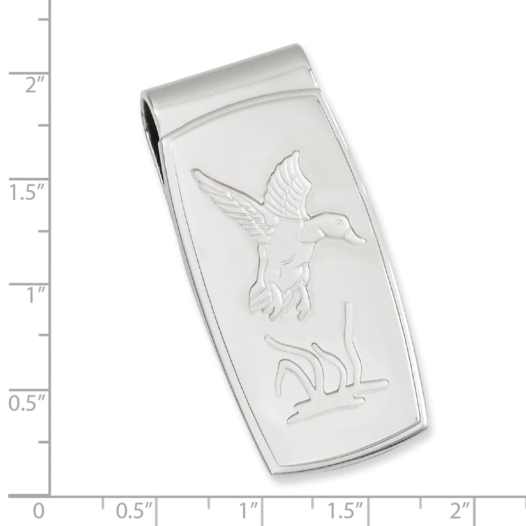 Jere Collection Money Clip Rhodium Plated Flying Duck Hinged Money Clip