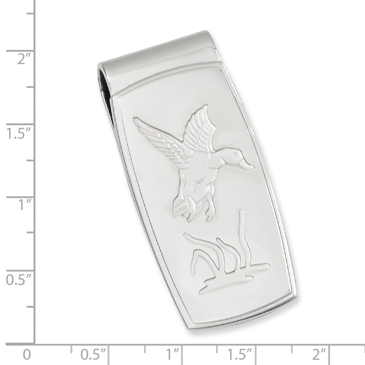 Jere Collection Money Clip Rhodium Plated Flying Duck Hinged Money Clip