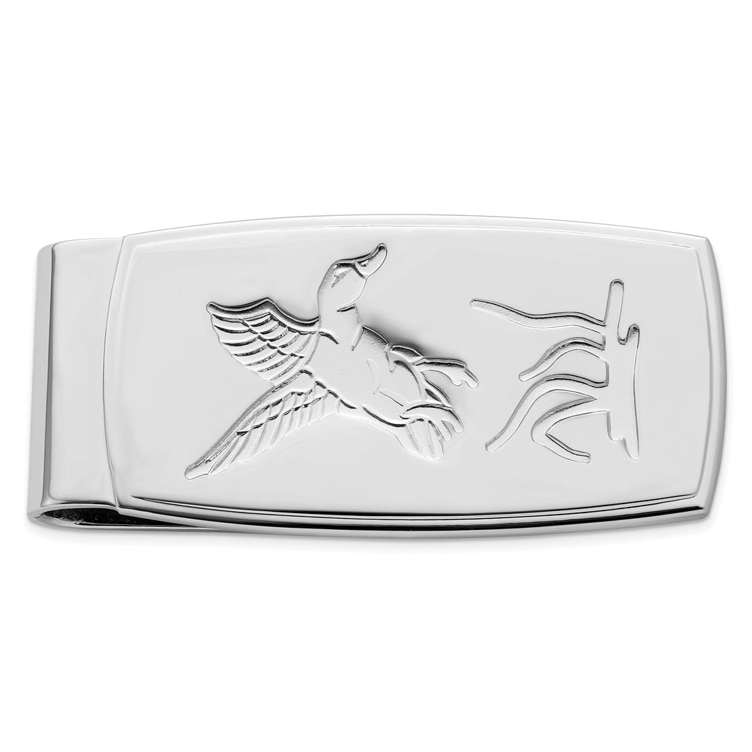 Jere Collection Money Clip Rhodium Plated Flying Duck Hinged Money Clip