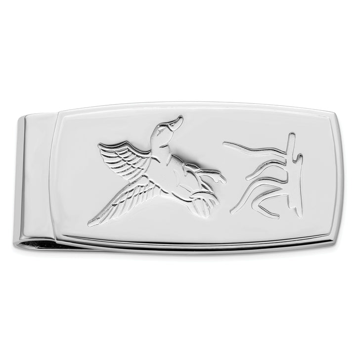 Jere Collection Money Clip Rhodium Plated Flying Duck Hinged Money Clip