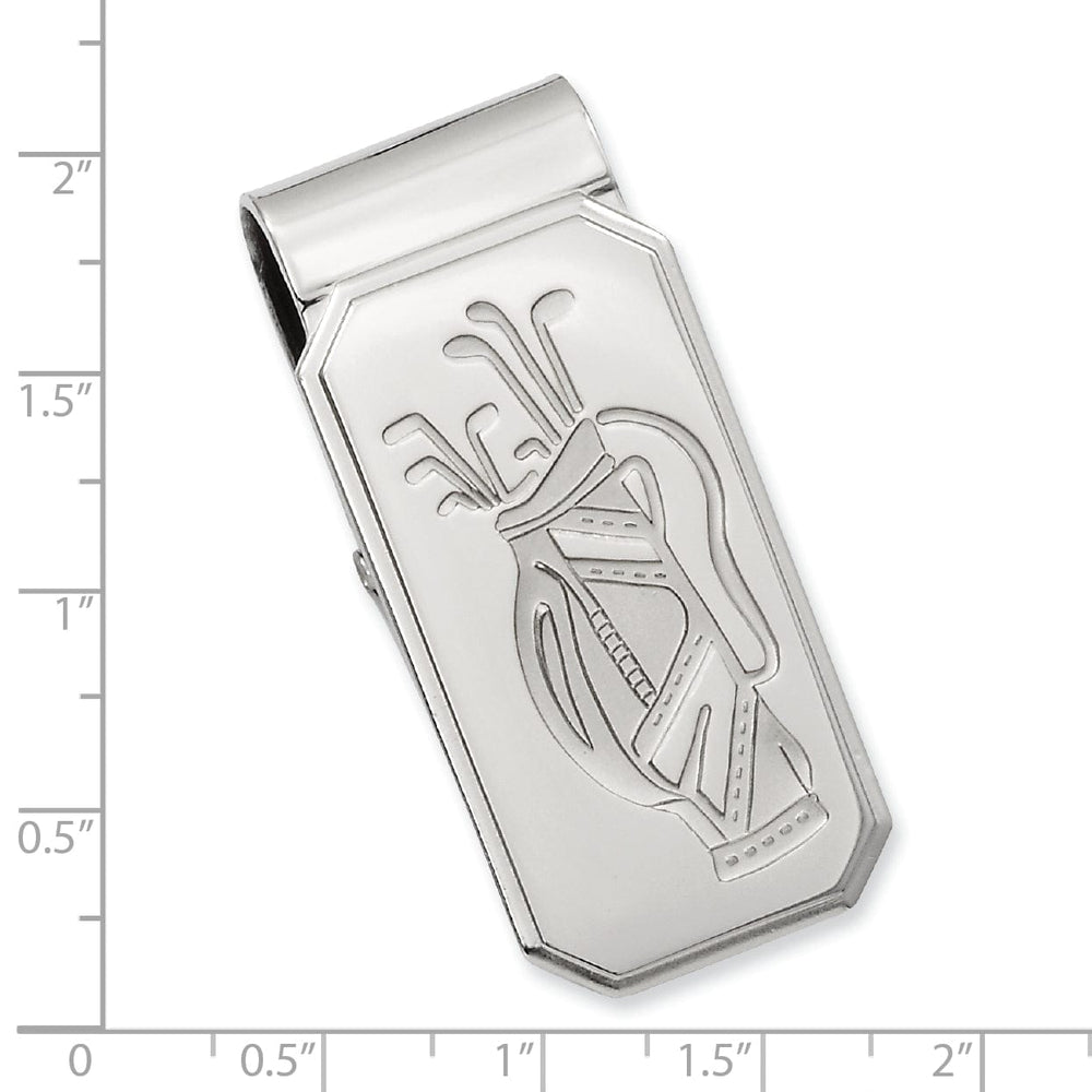 Jere Collection Money Clip Rhodium Plated Golf Bag Hinged Money Clip