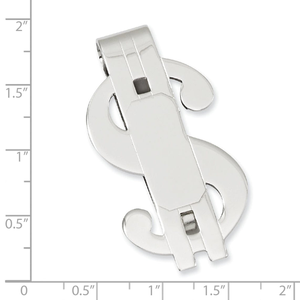 Jere Collection Money Clip Rhodium Plated Polished Dollar Sign Money Clip