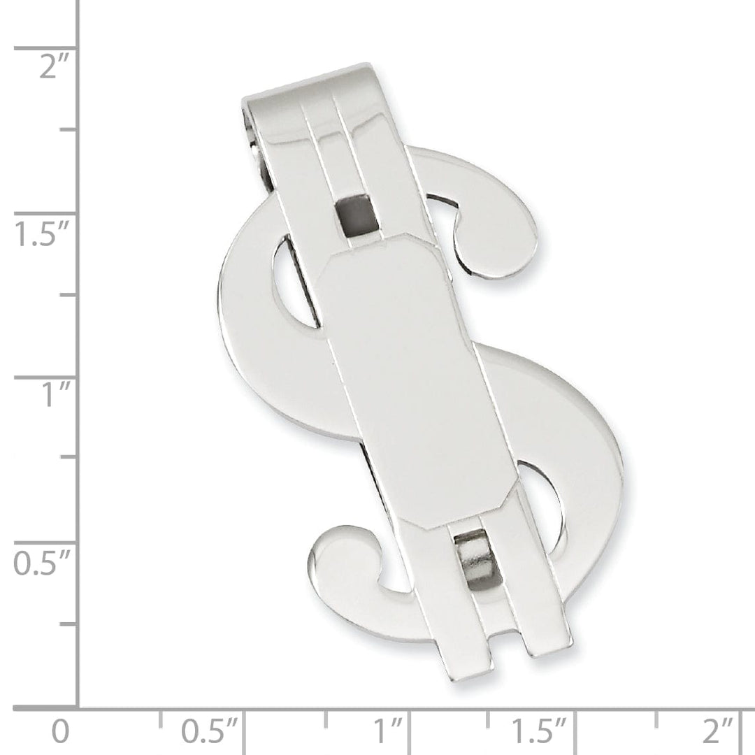 Jere Collection Money Clip Rhodium Plated Polished Dollar Sign Money Clip