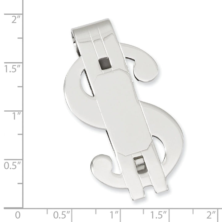 Jere Collection Money Clip Rhodium Plated Polished Dollar Sign Money Clip