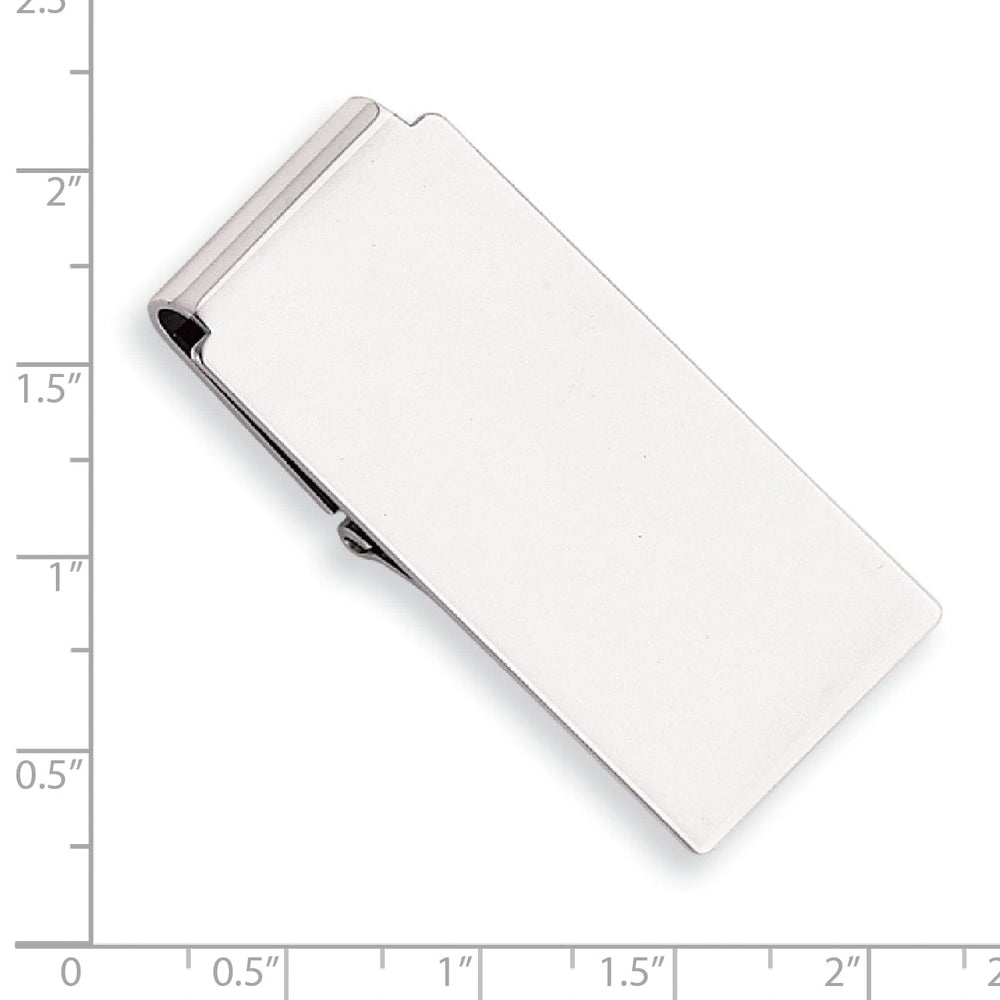 Jere Collection Money Clip Rhodium Plated Polished Hinged Money Clip