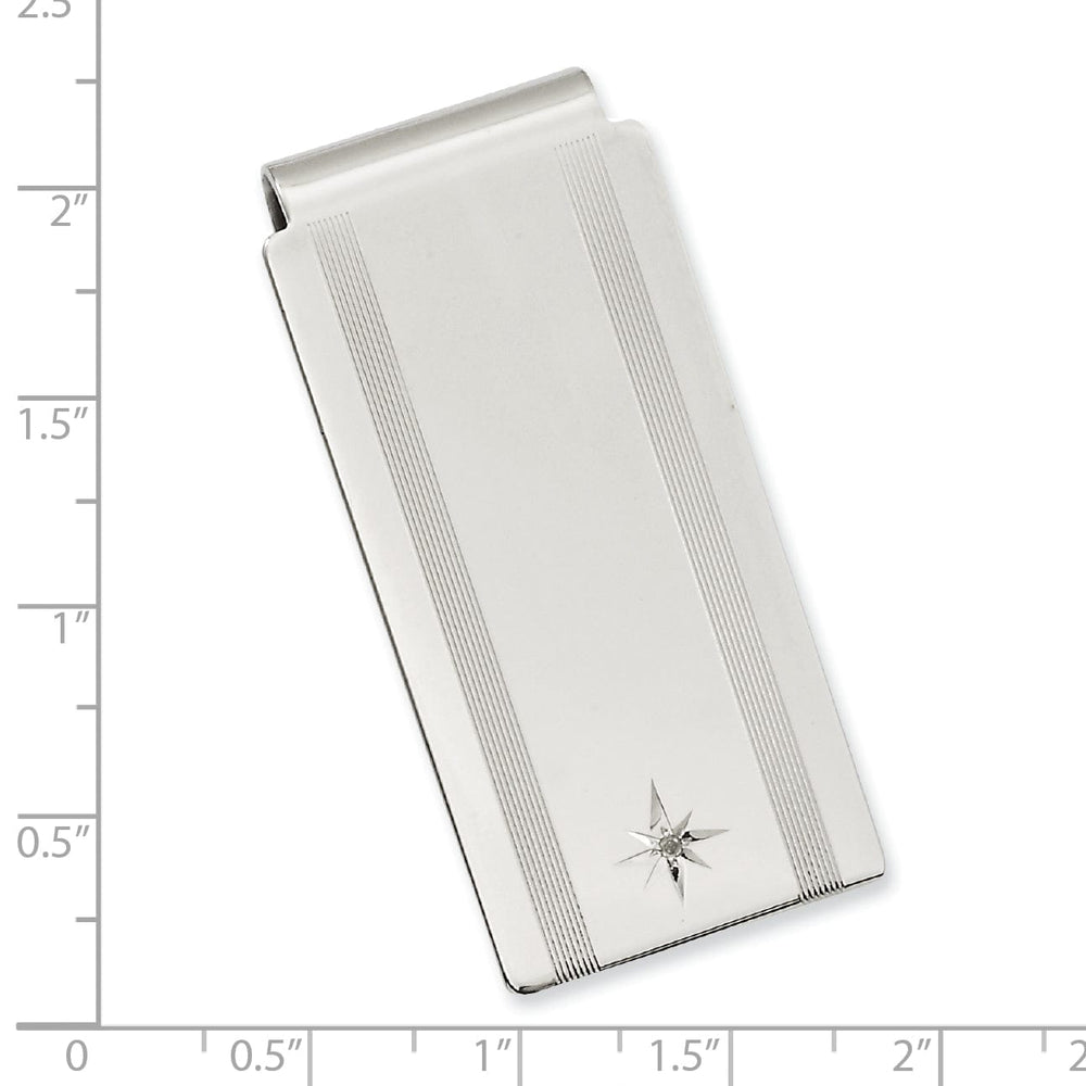 Lovely Rita's Money Clip Rhodium Plated Star Diamond Hinged Money Clip