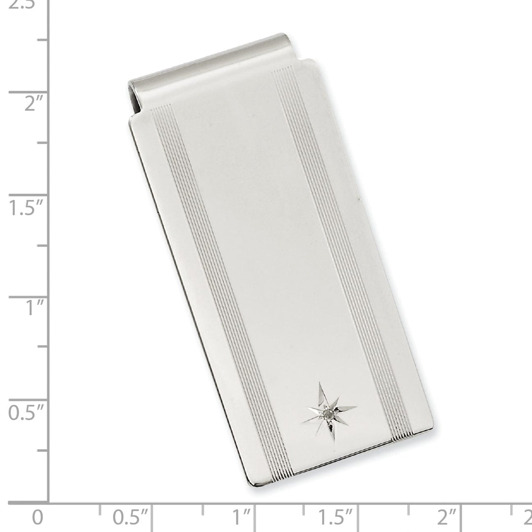 Lovely Rita's Money Clip Rhodium Plated Star Diamond Hinged Money Clip