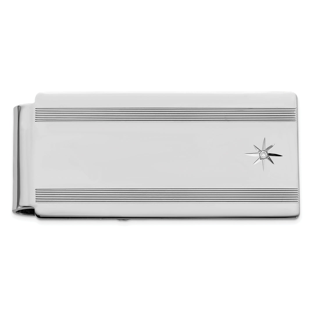 Lovely Rita's Money Clip Rhodium Plated Star Diamond Hinged Money Clip