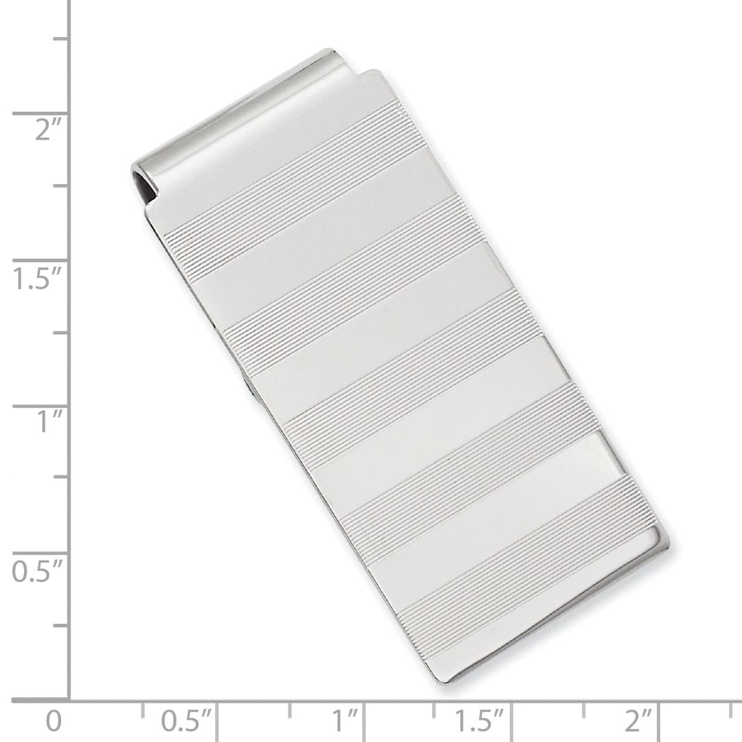 Kelly Waters Money Clip Rhodium Plated Stripes Engravable Money Clip