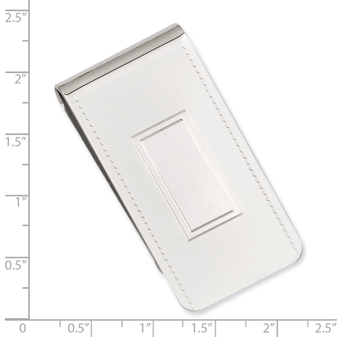 Jere Collection Money Clip Rhodium Plated with Engravable Area Money Clip
