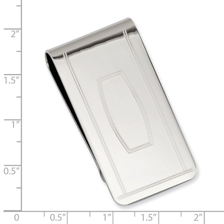 Jere Collection Money Clip Rhodium Plated with Engravable Area Money Clip