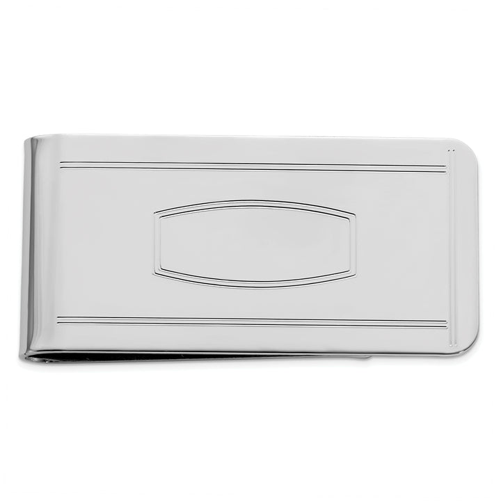 Jere Collection Money Clip Rhodium Plated with Engravable Area Money Clip