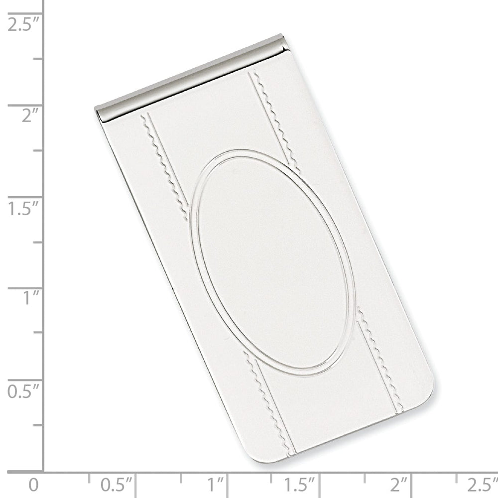 Jere Collection Money Clip Rhodium Plated with Engravable Area Money Clip