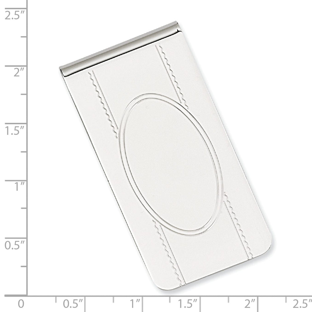 Jere Collection Money Clip Rhodium Plated with Engravable Area Money Clip