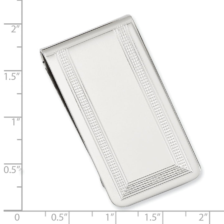 Jere Collection Money Clip Rhodium Plated with Engravable Area Money Clip