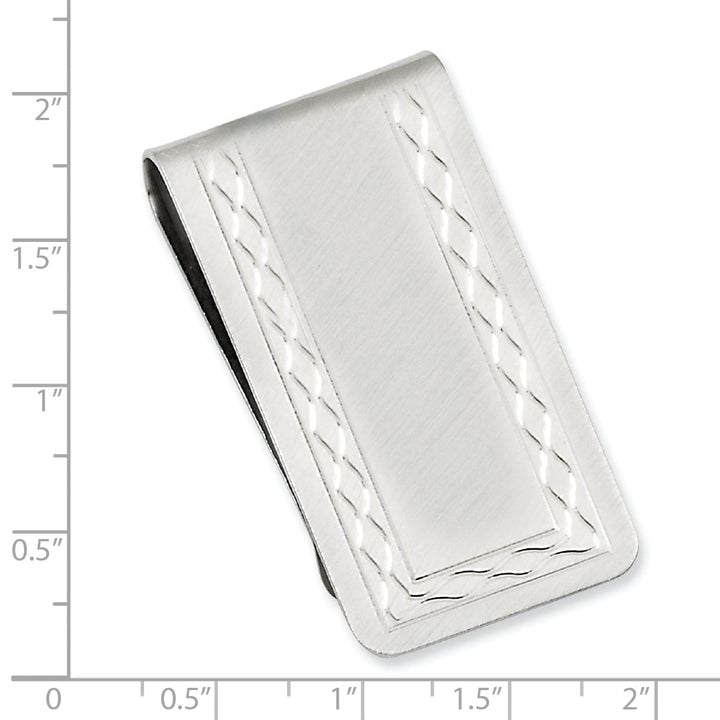 Jere Collection Money Clip Rhodium Plated with Engravable Area Money Clip