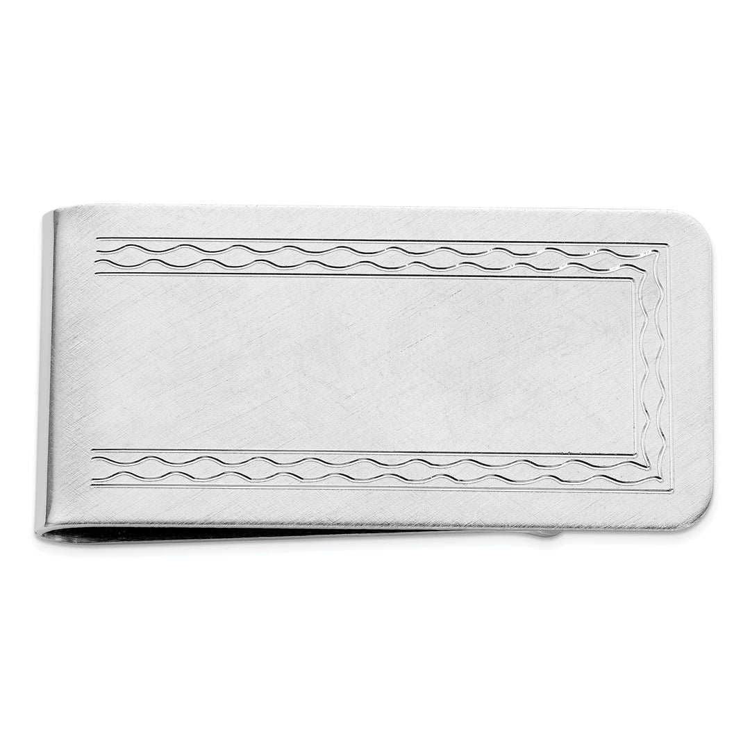 Jere Collection Money Clip Rhodium Plated with Engravable Area Money Clip